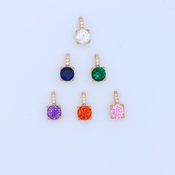 "Elegant Pink Round Pendant with Gold Plated Sparkling Bail Detail, XPPT1720 - Picture 10 of 13